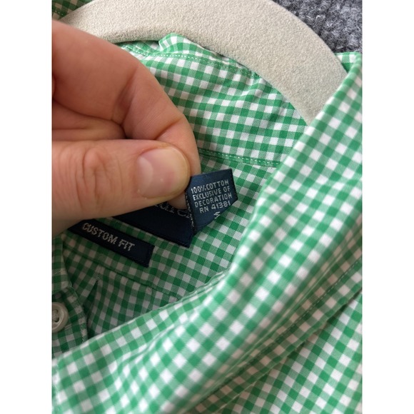 Ralph Lauren Shirt Mens XL Green White Custom Fit Gingham Button Down Cotton - Picture 5 of 7